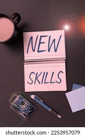 Text caption presenting New Skills. Internet Concept Recently Acquired Learned Abilities Knowledge Competences - Shutterstock ID 2253957079