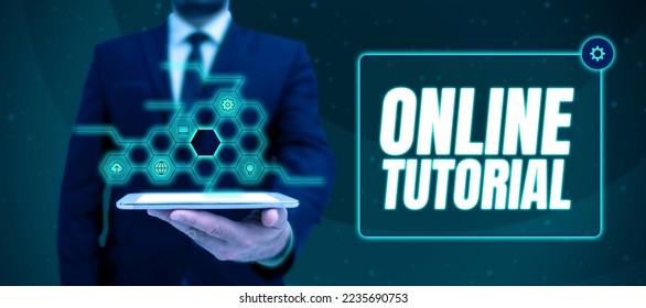 Text caption presenting Online Tutorial. Word for process of tutoring in an online or virtual environment