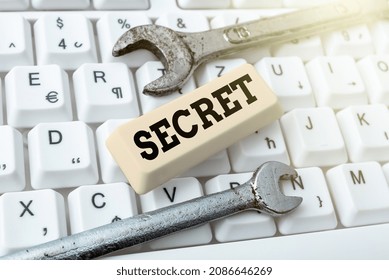 Text caption presenting Secret. Internet Concept something that is kept or meant to be kept unknown to others Formatting And Compiling Online Datas, Abstract Editing Spreadsheet