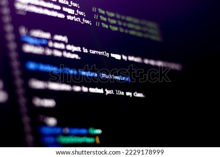 Text in code editor screen with selectable focus