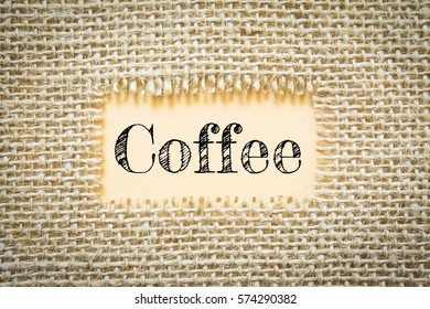 Text Coffee On Paper Orange Has Cotton Yarn Background You Can Apply To Your Product.