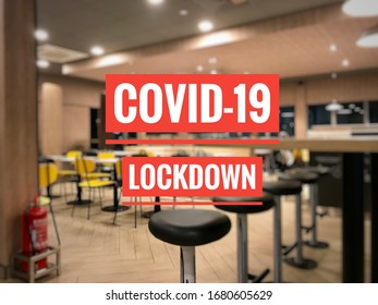 Text Covid-19, Lockdown On Blurred Image Background