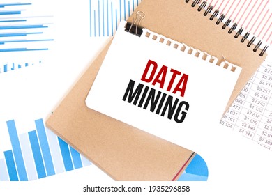 Text DATA MINING On White Paper Sheet And Brown Paper Notepad On The Table With Diagram. Business Concept