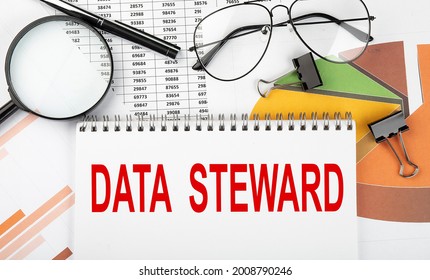 Text DATA STEWARD On White Paper Notebook On The Diagram. Business