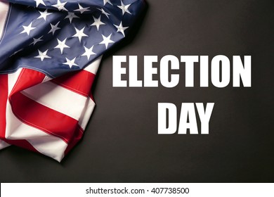 Text Election Day And USA National Flag On Black Background