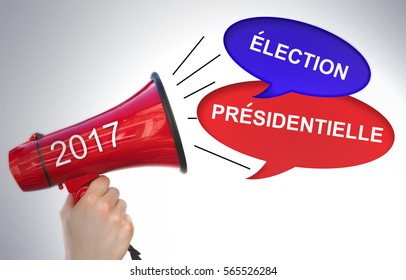 Text In French Presidential Election 2017  With Loudspeaker 