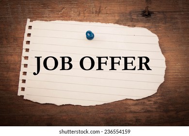 Text Job Offer On Note Paper