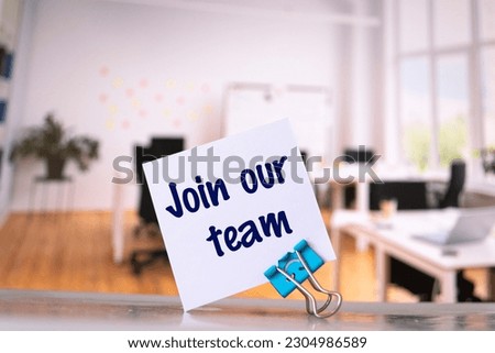 Text Join our team on the short note texture background