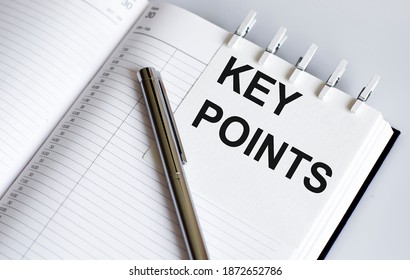 Text KEY POINTS On Short Note Texture Background With Pen