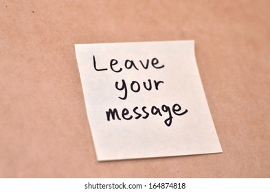 Text leave your message on the short note texture background