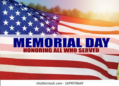 Text Memorial Day On American Flag Background