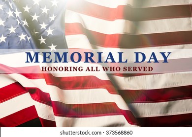 Text Memorial Day on American flag background - Shutterstock ID 373568860