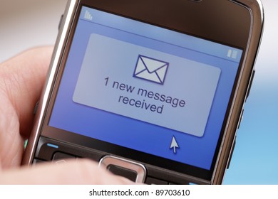 Text message received on a mobile phone
