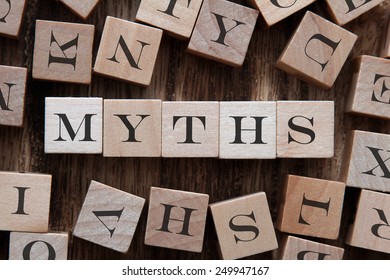 text of MYTHS on cubes