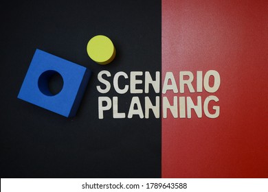 Text On Scenario Analysis On Block Letters And Colorful Blocks On Red And Black Background 