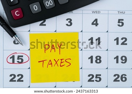 Text pay taxes on calendar
