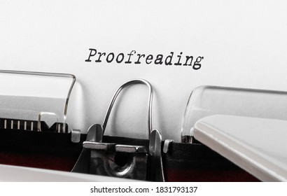 Text Proofreading typed on retro typewriter.