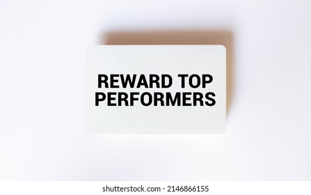 Text Reward Top Performers On White Business Card.