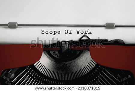 Text Scope Of Work typed on retro typewriter