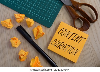 Text showing inspiration Content Curation. Internet Concept process of gathering information related to a certain topic Multiple Assorted Collection Office Stationery Photo Placed Over Table