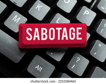 Text showing inspiration Sabotage. Concept meaning destruction of an employer's tools and materials by workers - Shutterstock ID 2252584465