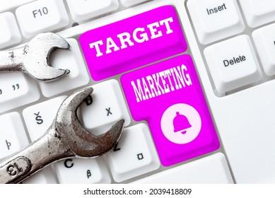 Text Showing Inspiration Target Marketing. Conceptual Photo Group Of Potential Customers That Will Buy The Product Typing And Publishing Descriptions Online, Writing Informative Data