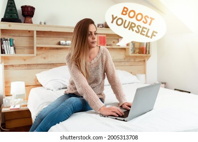 Text Sign Showing Boost Yourself. Business Showcase Delivering A Lift Up To Someone Making Them Energetic Again Watching Online Documentaries, Playing Internet Games With Friends