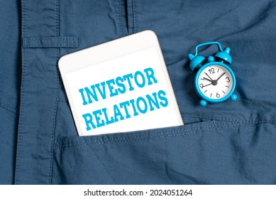 Text Sign Showing Investor Relations. Business Concept Management Responsibility That Integrates Finance Thinking New Bright Ideas Renewing Creativity And Inspiration