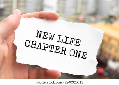 Text sign showing New Life Chapter One