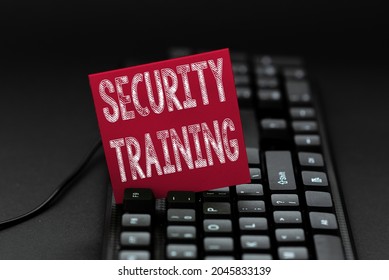 Text Sign Showing Security Training. Word For Providing Security Awareness Training For End Users Typing Old Notes To A Computer, Abstract Creating Emotional Novel