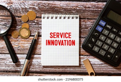 Text Sign Showing Service Innovation. Conceptual Photo Improved Product Line Services Introduce Upcoming Trend Scissors And Writing Equipments Plus Plain Sheet Above Textured Backdrop.