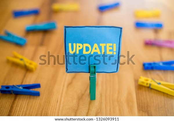 Text sign showing Update Motivational Call. Conceptual photo Up to date with latest developments updated