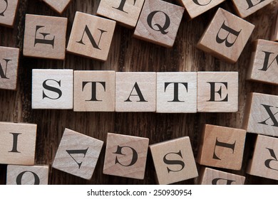 text of STATE on cubes