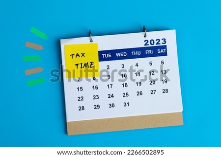 Text tax time on calendar