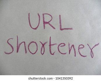 Text URL Shortener Hand Written By Purple Oil Pastel On White Color Paper