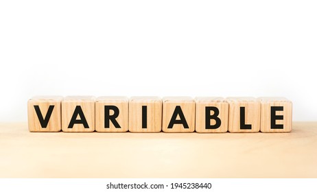 Text Variable on wooden blocks on white background