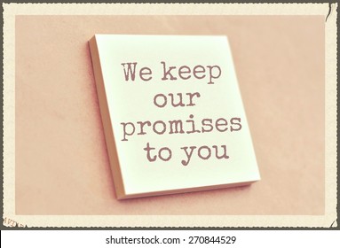 Text We Keep Our Promises To You On The Short Note Texture Background