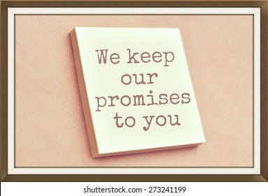 Text We Keep Our Promises To You On The Short Note Texture Background