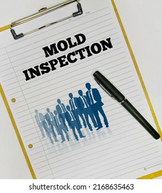 Text Written Mold Inspection Paper On Clipboard And Pen Isolated White Background 