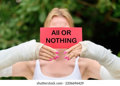 The Text Written On The ALL OR NOTHING Card Means That You Are Doing Something Either Completely Or Not At All.