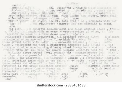 Text written on an old typewriter. It is a partly blurred close-up of a  resume of a civil engineer who has worked in the sixties in South America. Meant as typewriter text background