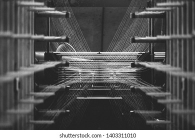 Textile Factory Machine Weaving Close Up