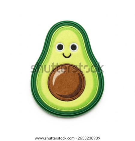 Textile patch with avocado on white background