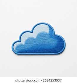 Textile Patch with Blue Cloud on White Background