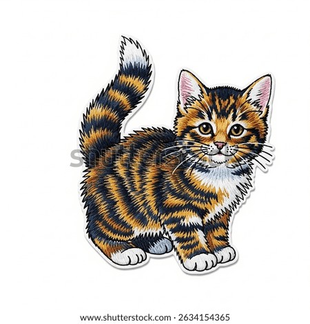 Textile patch - cute cat on white background