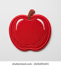 Textile patch in the form of an apple on a white background