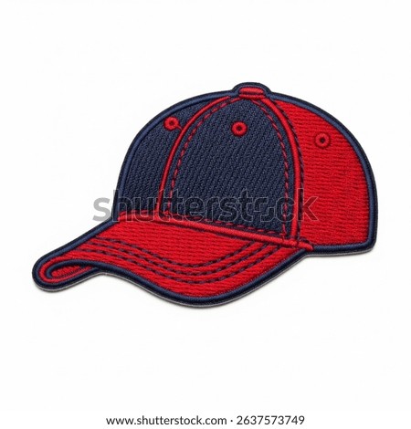 textile patch in the form of a baseball cap on a white background
