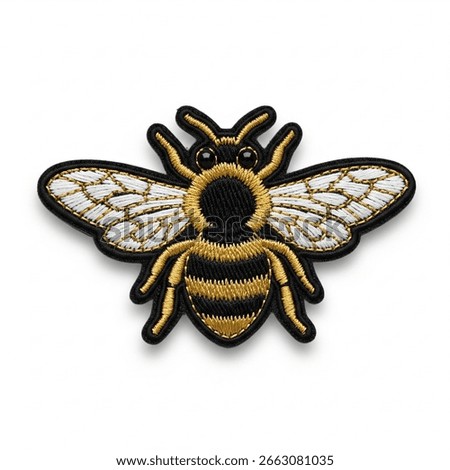 textile patch in the form of a bee on a white background