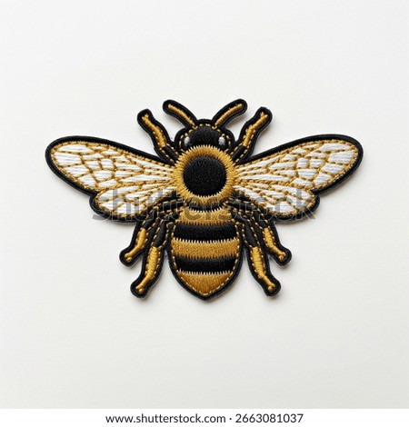 textile patch in the form of a bee on a white background