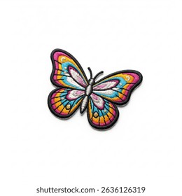 textile patch in the form of a butterfly on a white background